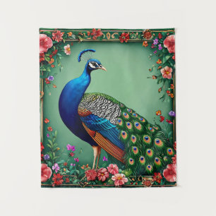 Tapete De Parede Belo pavão floral de fundo
