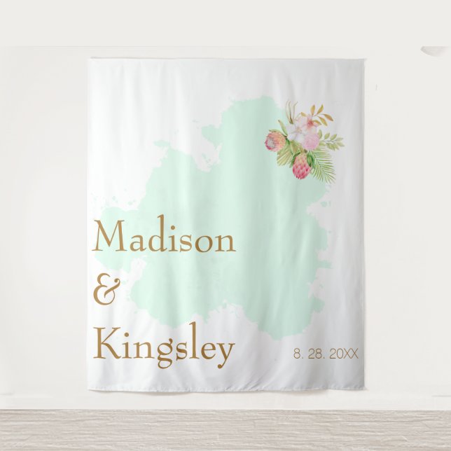 Tapete De Parede Belo Verde limão 💚 Casamento Elegante Boho (Frente)