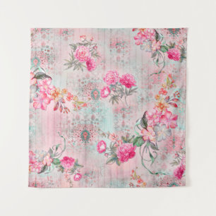 Tapete De Parede Belos rosas sobre a textura de papel vintage
