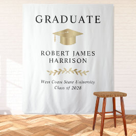 Tapete De Parede Bem-vindo à Festa de Formatura com Boina de Ouro E