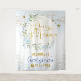 Tapete De Parede Bem-vindo a Lua Mágica Estrelas Azul Dourado Bebê 