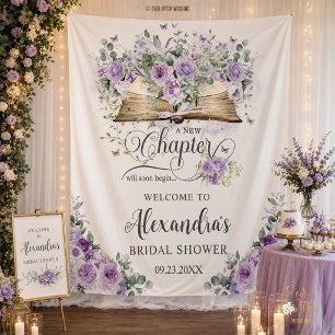 Tapete De Parede Bem-vindo ao Capítulo Nupcial Floral Roxo