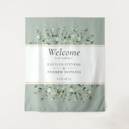 Tapete De Parede Bem-vindo ao Casamento com Eucalipto Verde Sage