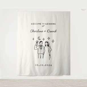 Tapete De Parede Bem-vindo ao Casamento Desenhado à Mão