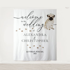 Tapete De Parede Bem-vindo ao casamento Pug Dog