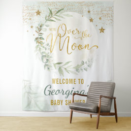 Tapete De Parede Bem-vindo ao Chá de Bebê Over the Moon com Verde e