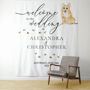 Tapete De Parede Bem-vindo ao Corgi Dog do casamento