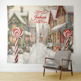 Tapete De Parede Bem-vindo ao Fundo de Natal da Rua Candy Cane