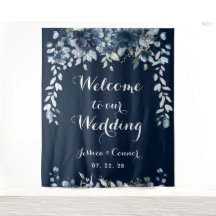 Bem-vindo ao nosso casamento em azul poeira de euc