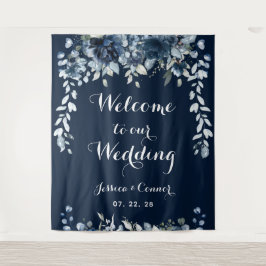 Tapete De Parede Bem-vindo ao nosso casamento em azul poeira de euc
