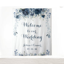 Bem-vindo ao nosso casamento em azul poeirado Navy