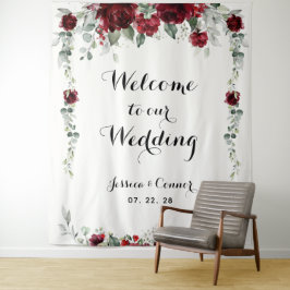 Tapete De Parede Bem-vindo ao Nosso Casamento em Eucalipto Branco B
