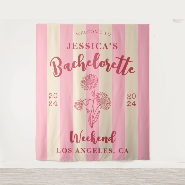 Tapete De Parede Bem-vindo ao rosa bege Flor do Mês de Aniversário  (Frente)