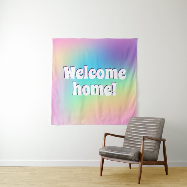 Tapete De Parede Bem-vindos ao lar! Pastel Rainbow (In Situ)
