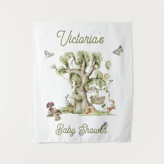 Tapete De Parede Berçário de Animais na Floresta Chá de Bebê (Frente)