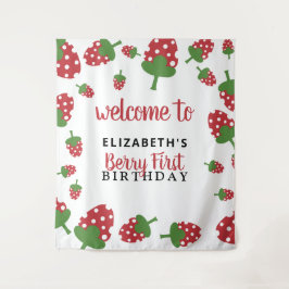 Tapete De Parede Berry First Birthday Cute Strawberry