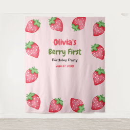 Tapete De Parede Berry First Birthday Strawberry primeiro aniversar