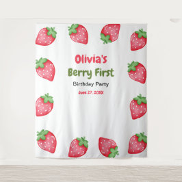 Tapete De Parede Berry First Birthday Strawberry primeiro aniversar
