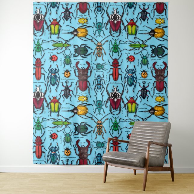 Tapete De Parede Besouros em azul (In Situ)