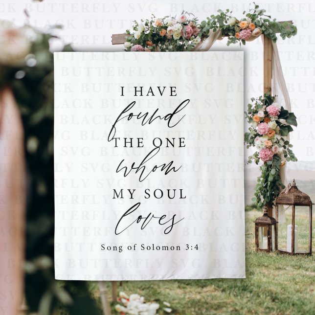 Tapete De Parede Bible Verse Elegant Calligraphy Wedding Backdrop  (Beautiful Bible Verse Wedding Decor Backdrop)