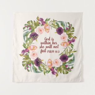 Tapete De Parede Bíblia Cristã Floral em Aquarela Roxo Rosa
