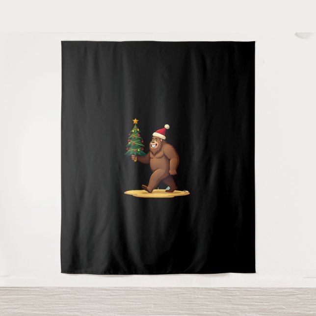 Tapete De Parede Bigfoot Christmas Tree Santa Hat (1) (Frente)