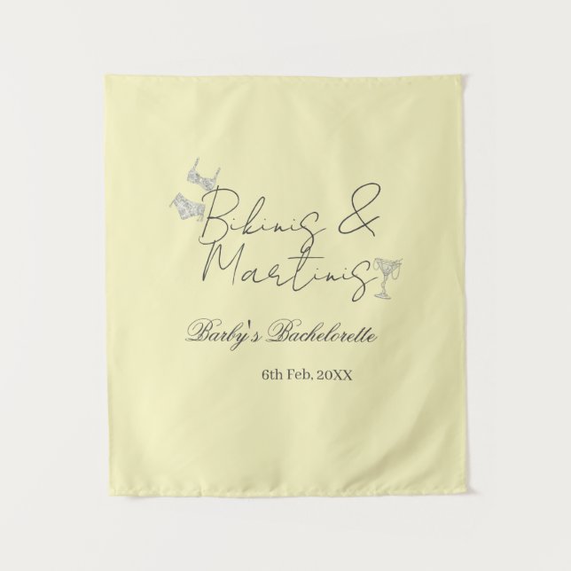 Tapete De Parede Bikins & Martinis bachelorette party yellow retro (Frente)