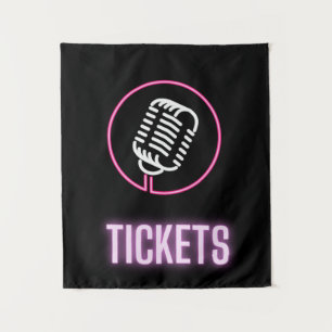 Tapete De Parede Bilhetes De Microfone Retro Neon 