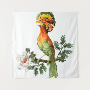 Tapete De Parede Bird of Paradise and exotic flowers on a white bac