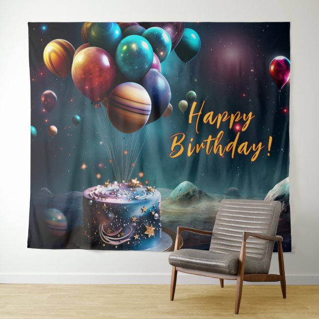 Tapete De Parede Birthday Galaxy Outer Space Cake Banner (In Situ (Horizontal))