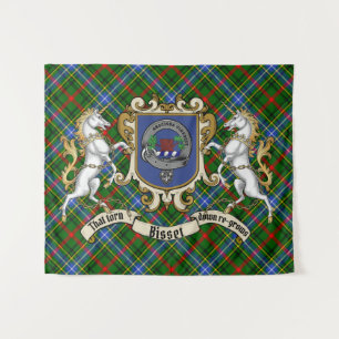 Tapete De Parede Bisset Clan Emblema & Unicórnios c/Tartan
