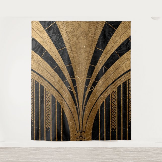 Tapete De Parede Black and Gold Art Deco Backdrop (Frente)
