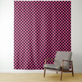 Tapete De Parede Black and pink checkerboard pattern