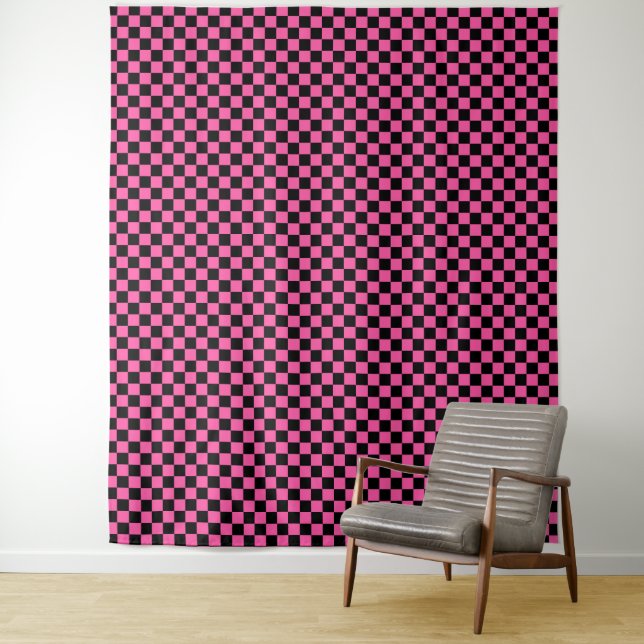 Tapete De Parede Black and pink checkerboard pattern (In Situ)