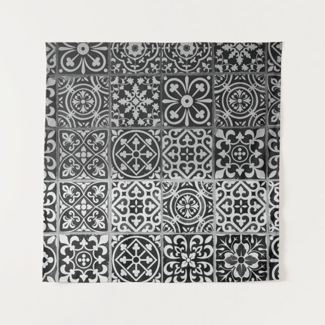 Tapete De Parede Black and white damask patterns (Frente)