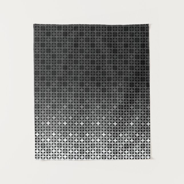 Tapete De Parede Black and white geometric gradient pattern  (Frente)