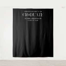 Tapete De Parede Black Graduation Party Modern Backdrop with Name