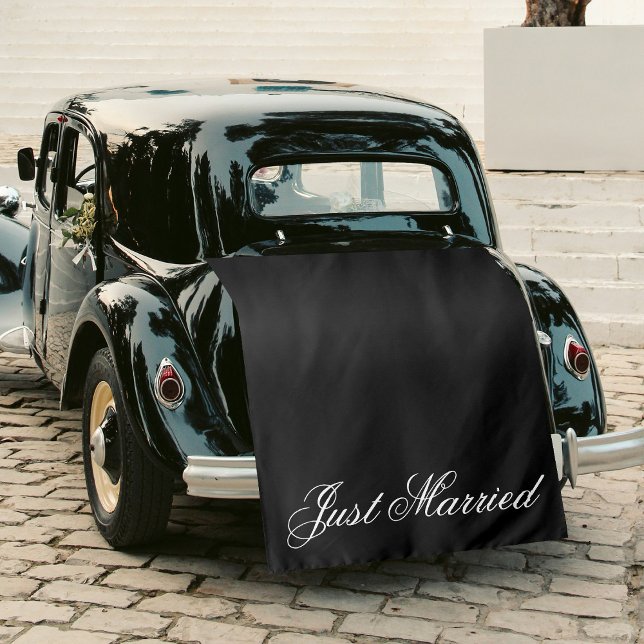 Tapete De Parede Black Just Married Fabric Car Wedding Banner Sign (Black Just Married Fabric Car Wedding Banner Sign Tapestry)