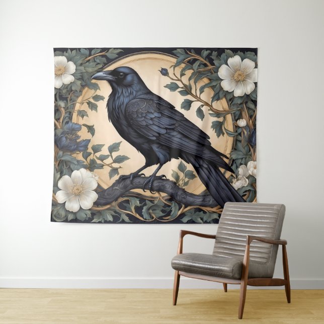 Tapete De Parede Black Raven William Morris Inspirado (In Situ (Horizontal))
