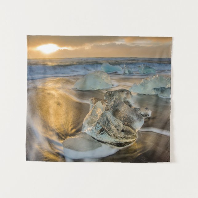 Tapete De Parede Black Sand Beach | Jokulsarlon Sul da Islândia (Frente (Horizontal))