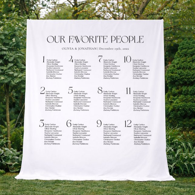 Tapete De Parede Black & White Wedding Seating Chart Fabric  (Criador carregado)