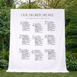 Tapete De Parede Black White Wedding Seating Chart Fabric 9 Tables
