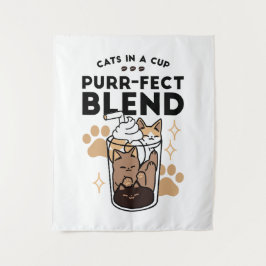 Tapete De Parede Blend Puro: Arte de Gato e Café para Pet-Lovers