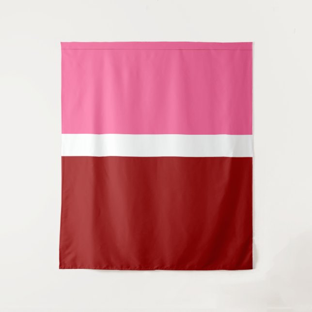 Tapete De Parede Bloco de Cor Rosa Branco Marrom Vermelho  (Frente)