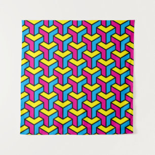 Tapete De Parede Bloco de Ilusão Óptica Geométrica CMYK Brold Vibra
