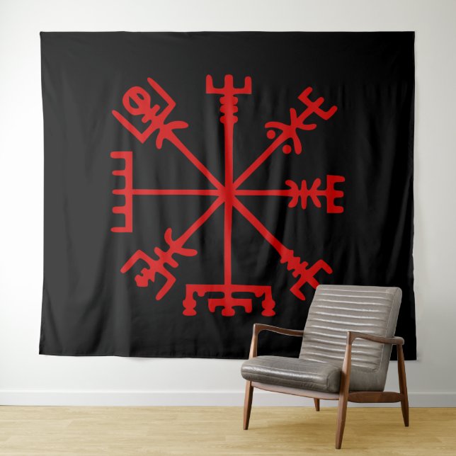 Tapete De Parede Blood Red Vegvísir (Viking Compass) (In Situ (Horizontal))
