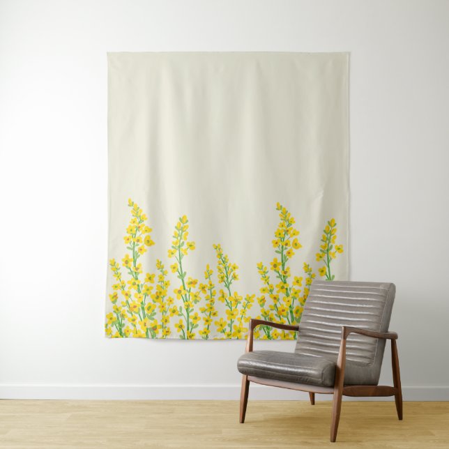 Tapete De Parede Blooms Florais de Citrina Moderna Amarelo (In Situ)