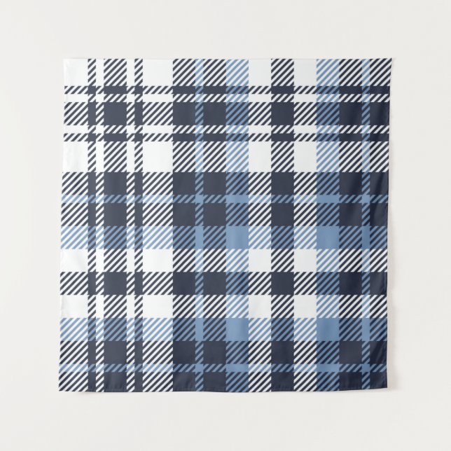 Tapete De Parede Blue and White modern tartan plaid Scottish seamle (Frente)
