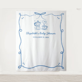 Tapete De Parede Blue Baby Is Brewing Coffee Baby Shower