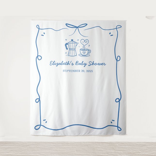 Tapete De Parede Blue Baby Is Brewing Coffee Baby Shower (Frente)